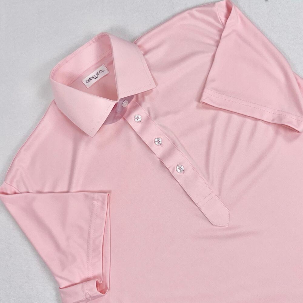 Collars & Co Semi Spread Collar Polo Shirt Short Sleeve Men's Small Pink Preppy